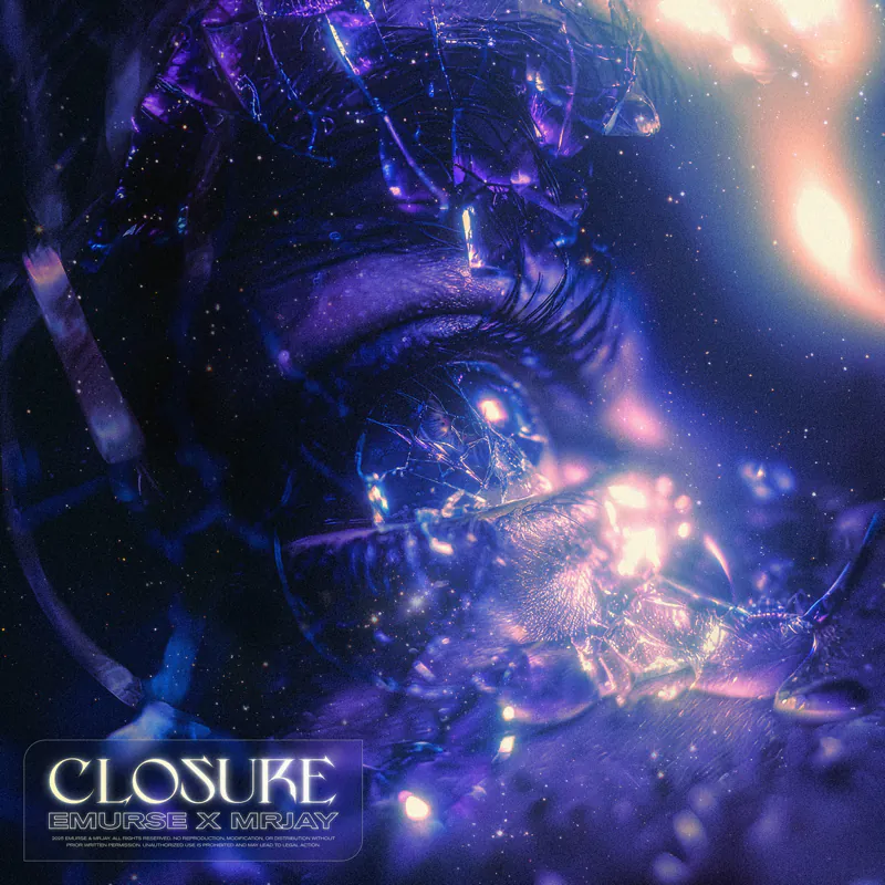 "Closure" cover: a cosmic eye of violet nebula and light