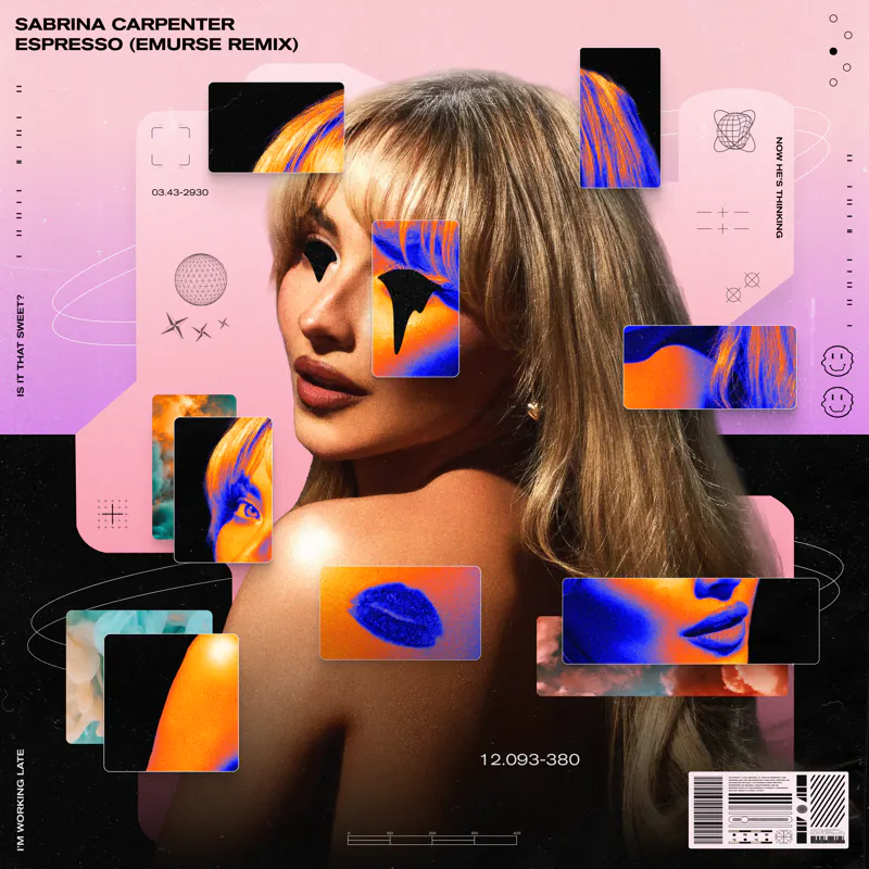 Sabrina Carpenter "Espresso" remix cover: a collage portrait with cut-out shapes