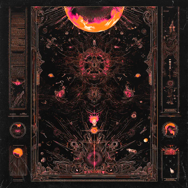 "Inferno" poster with ornate gold engraving on black