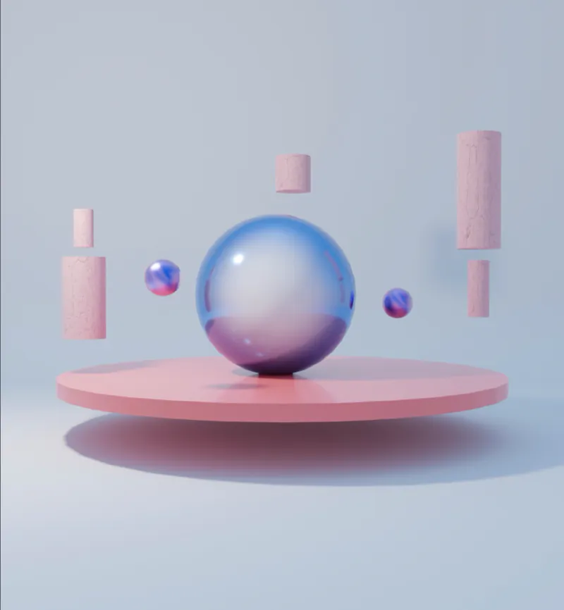Pearl sphere balanced on a pink pedestal